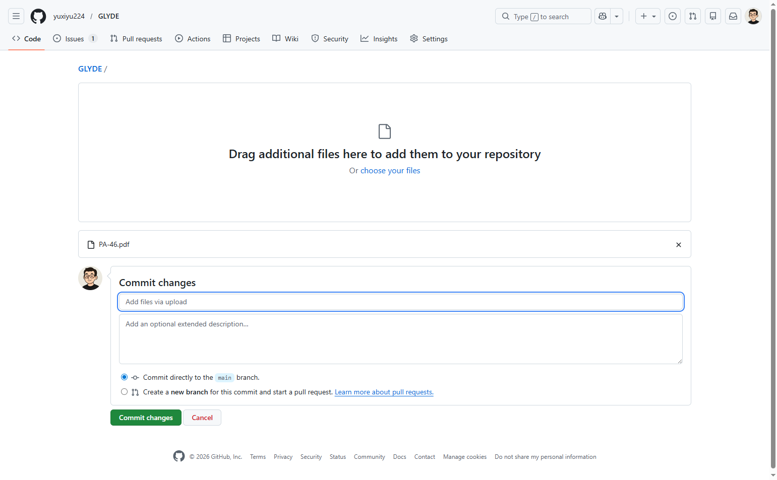 Enter commit summary