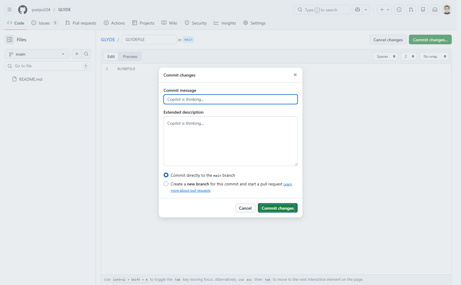 Confirm and commit the file