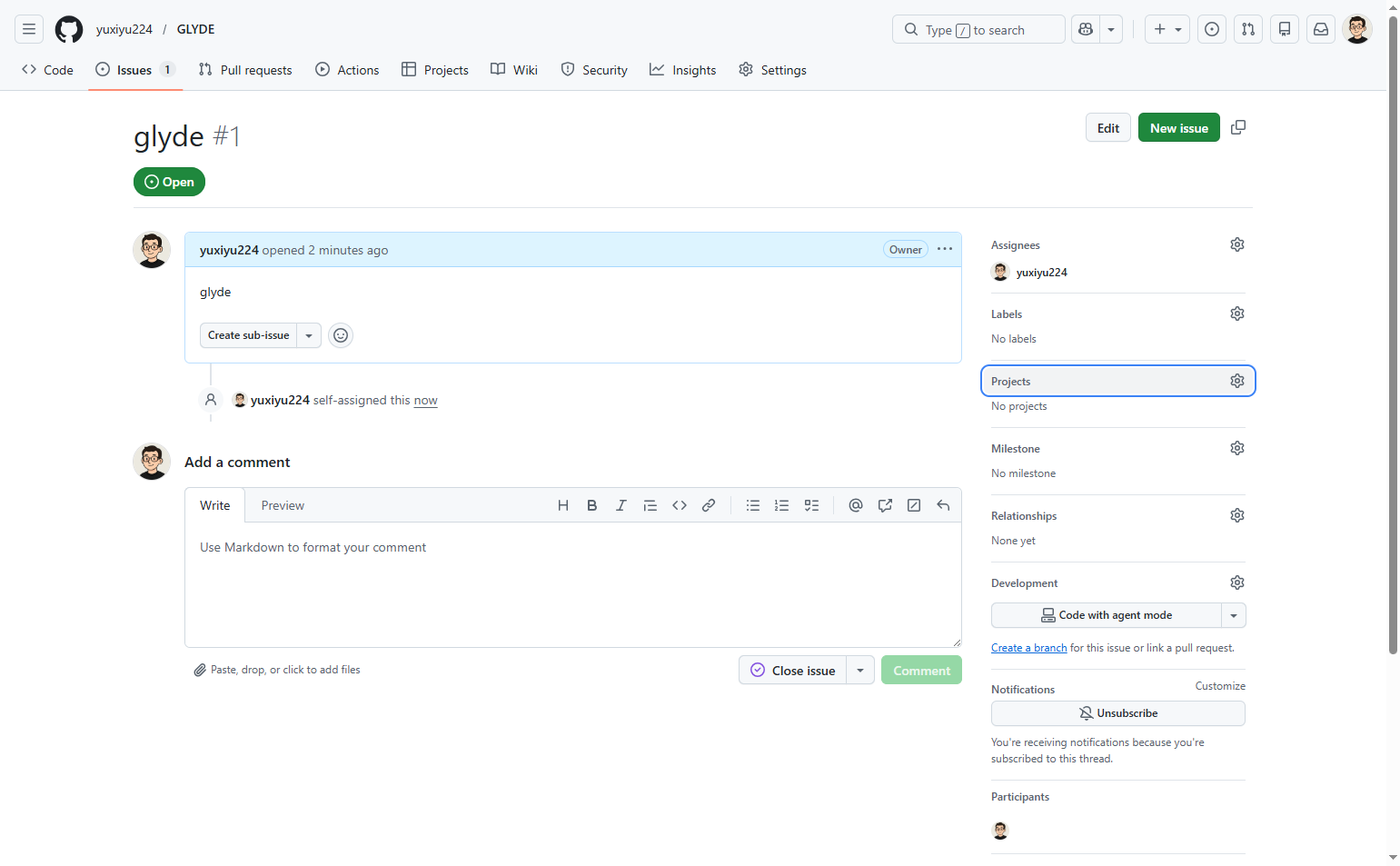 Open the Projects selection dropdown