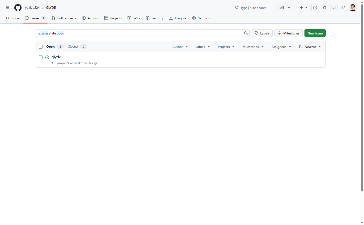 Navigate to the repository issues page