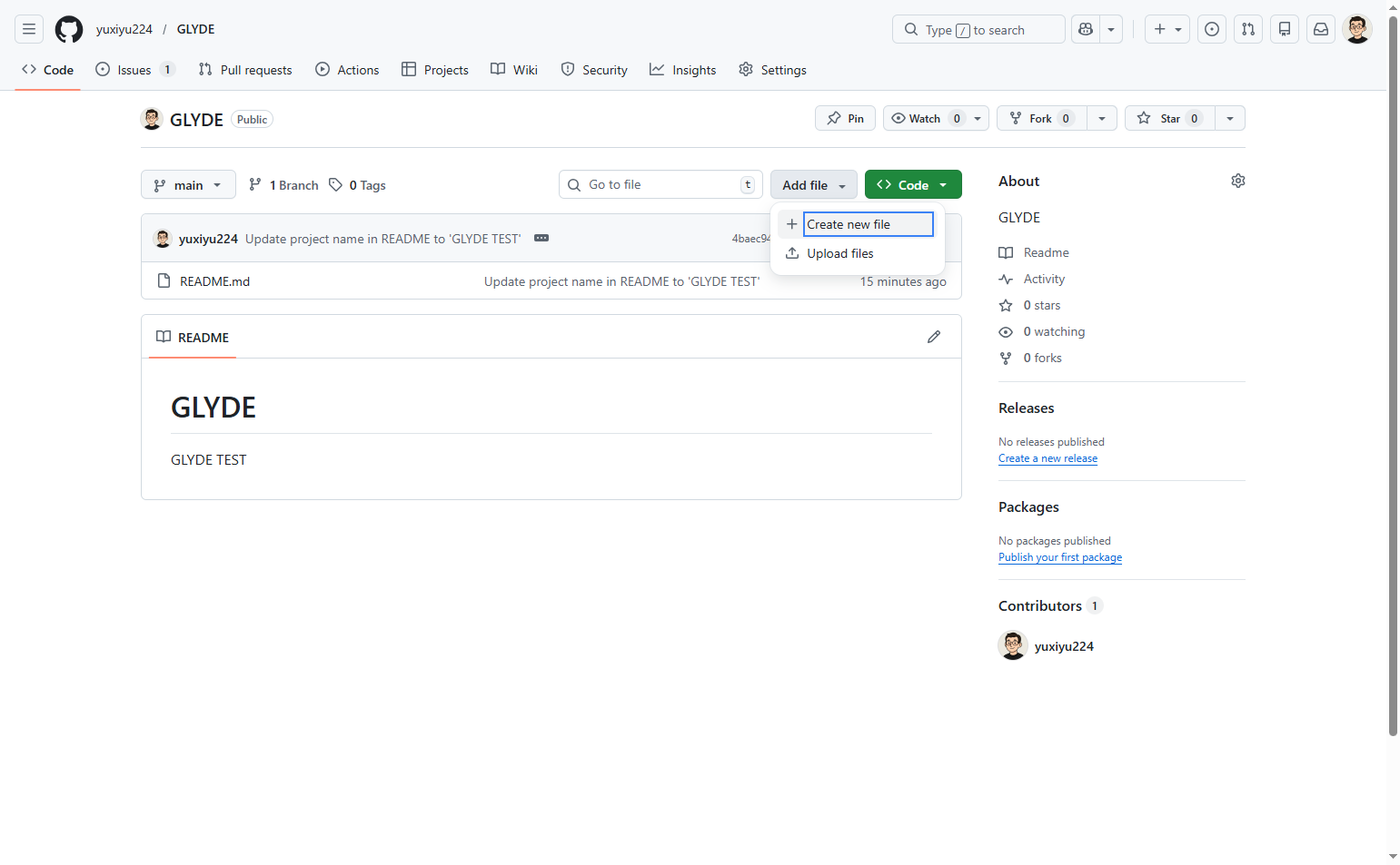 Select Create new file option