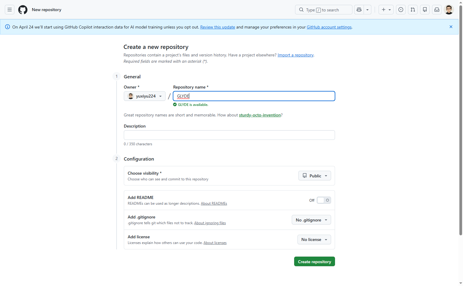 Enter repository name