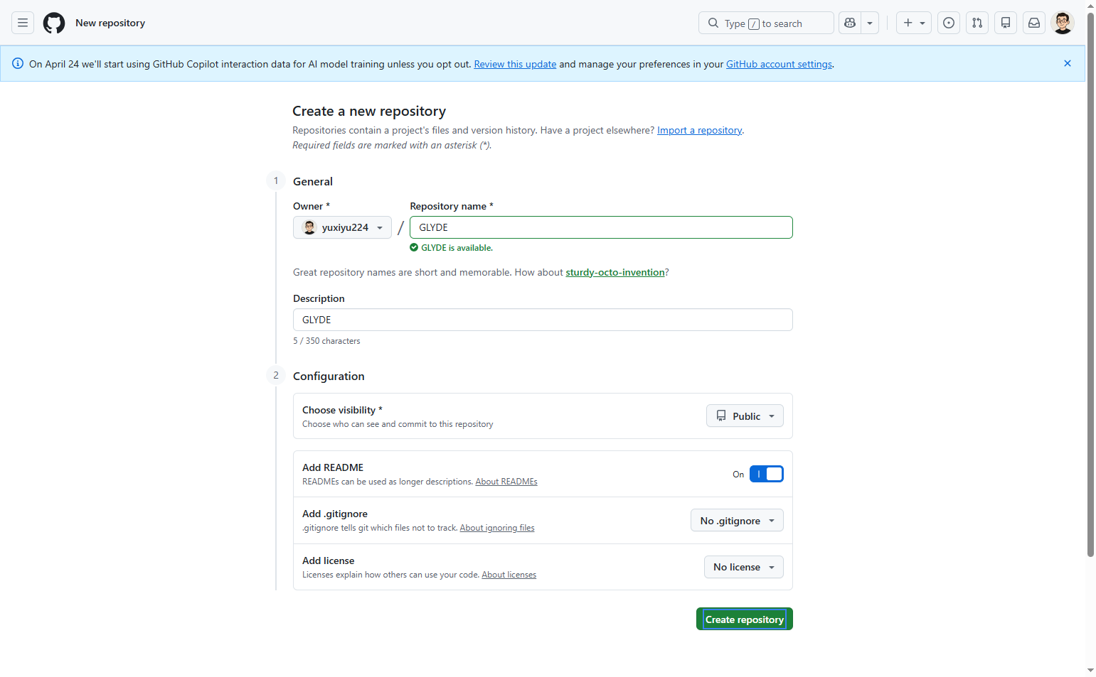 Create the repository