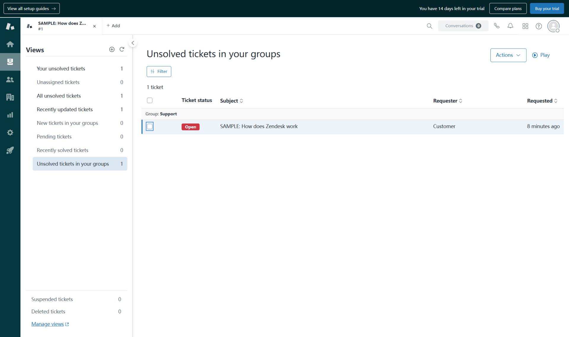 Select tickets for bulk editing