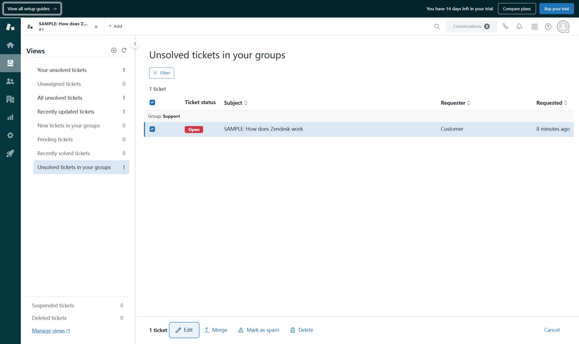 Open the bulk edit interface