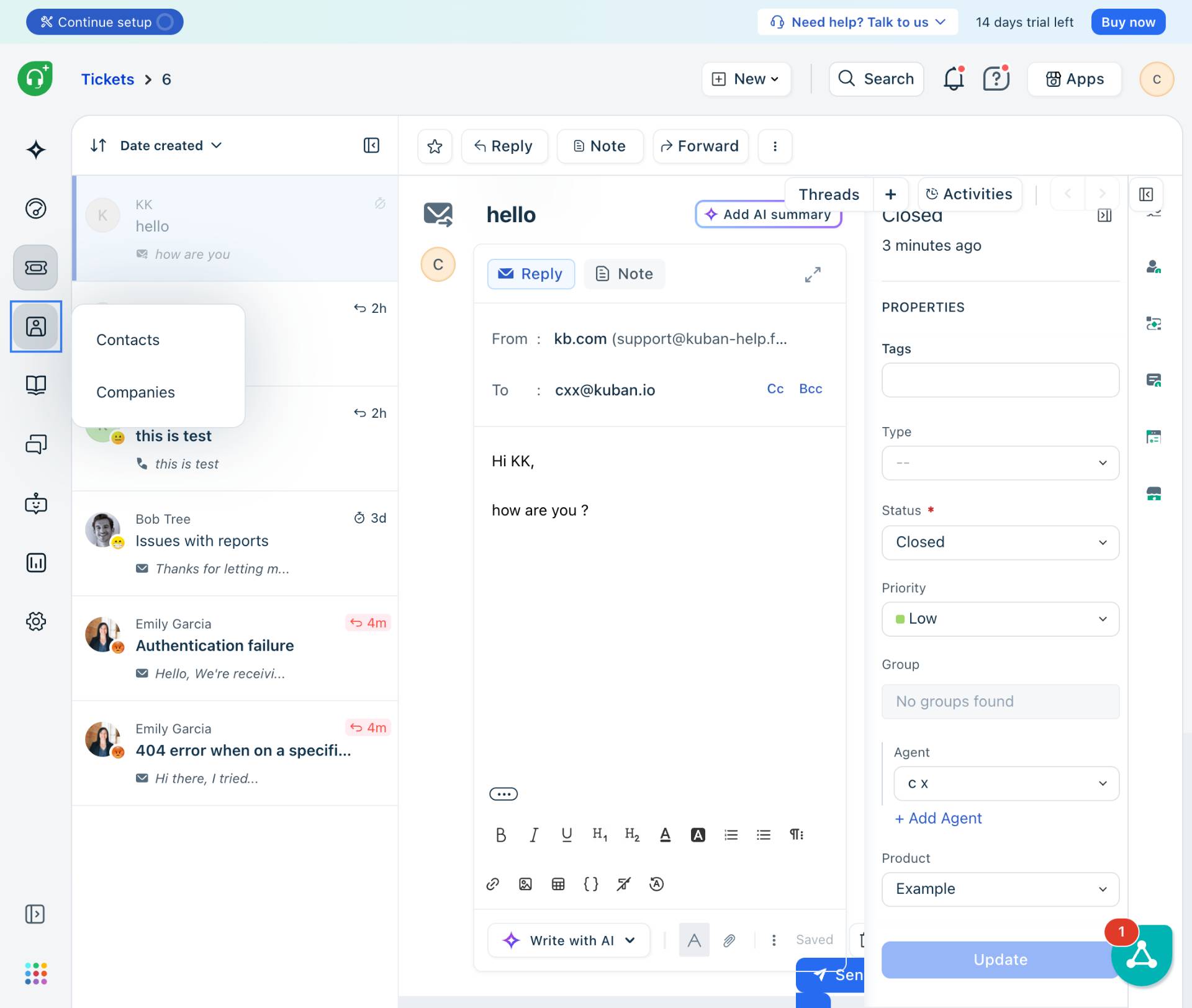 Navigate to the Contacts section