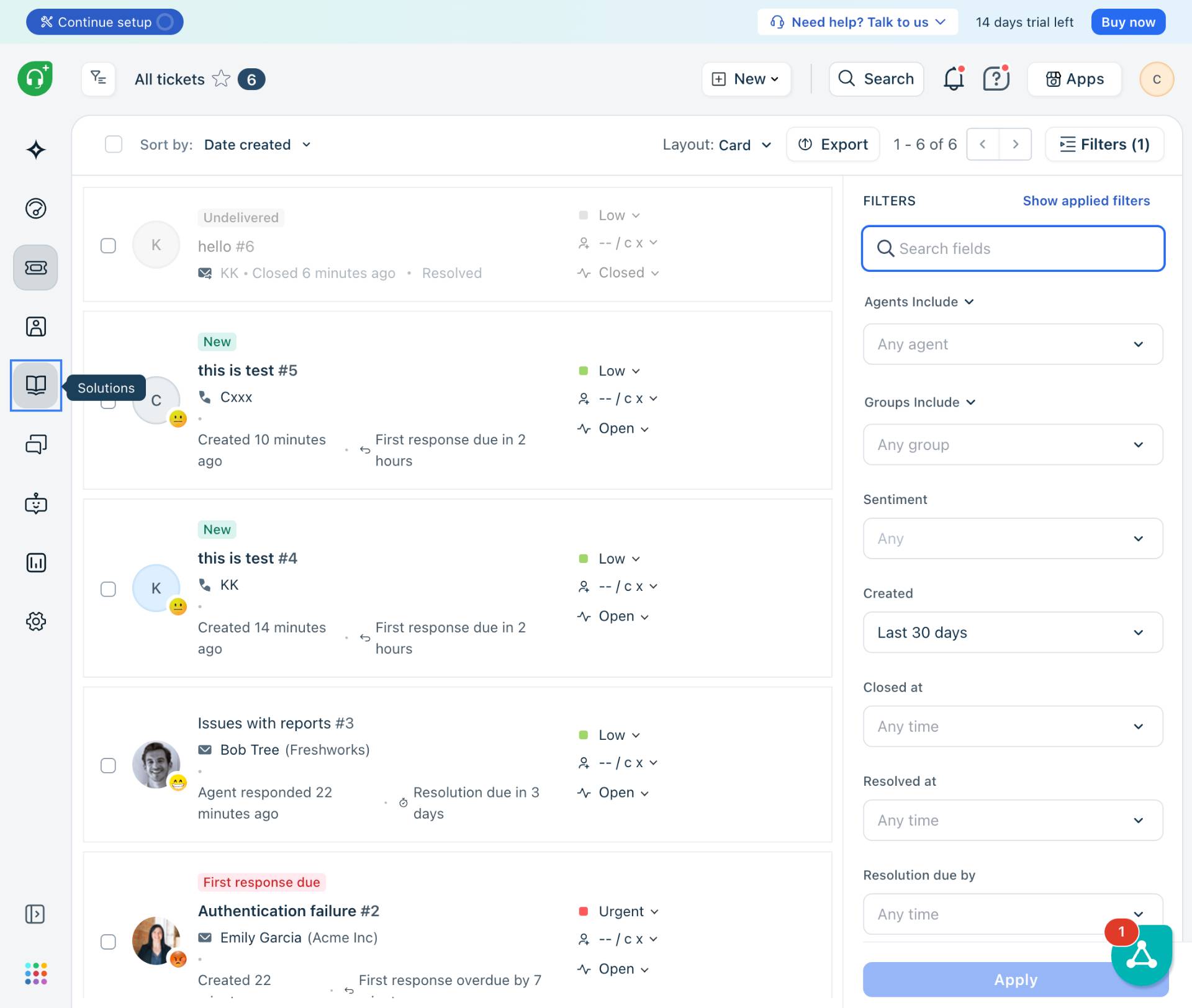 Access the Solutions section