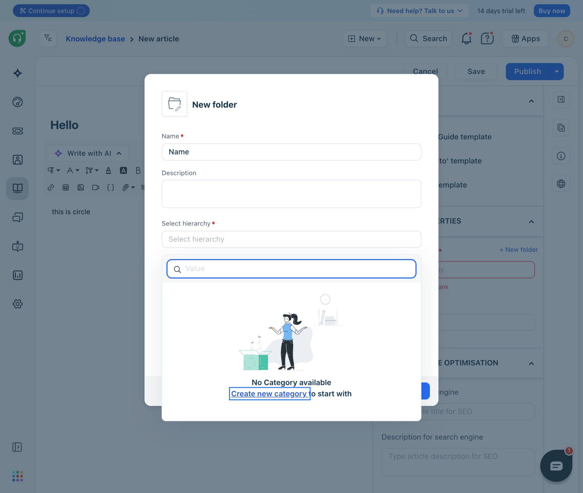 Create a category for the folder