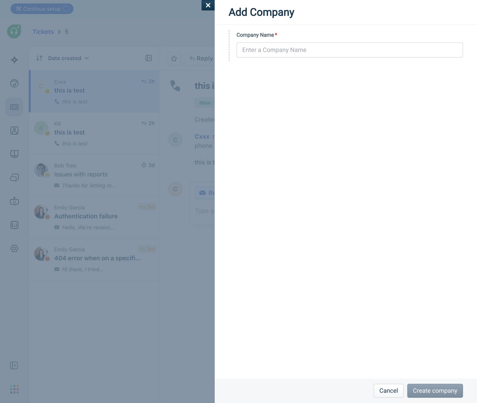 Open the Add Company form
