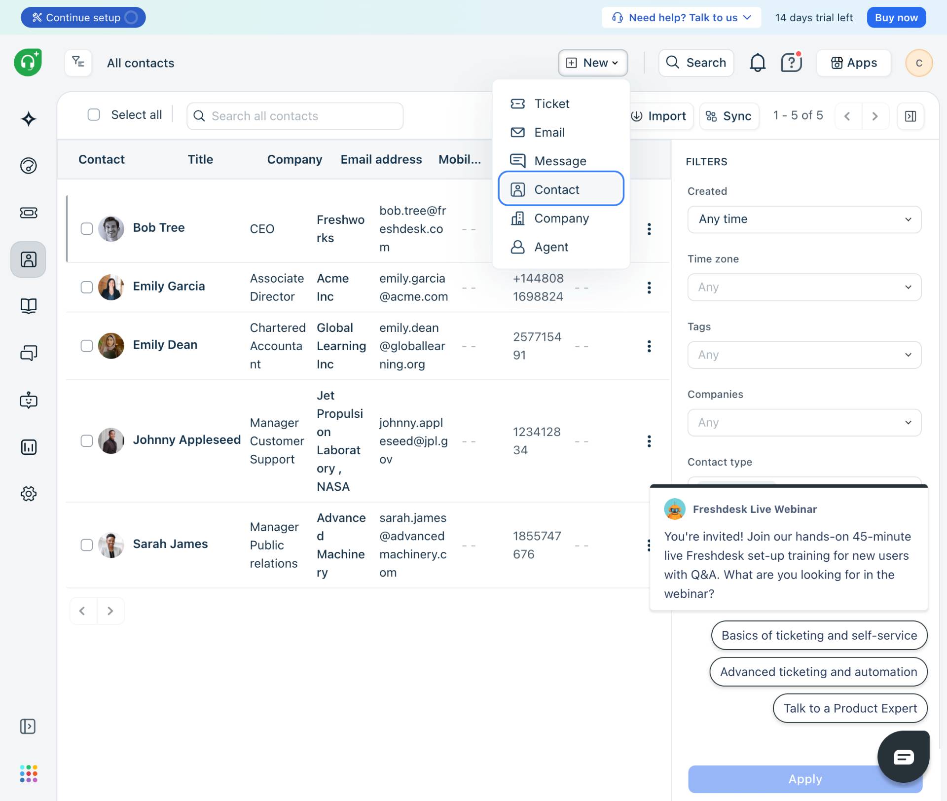 Select New contact