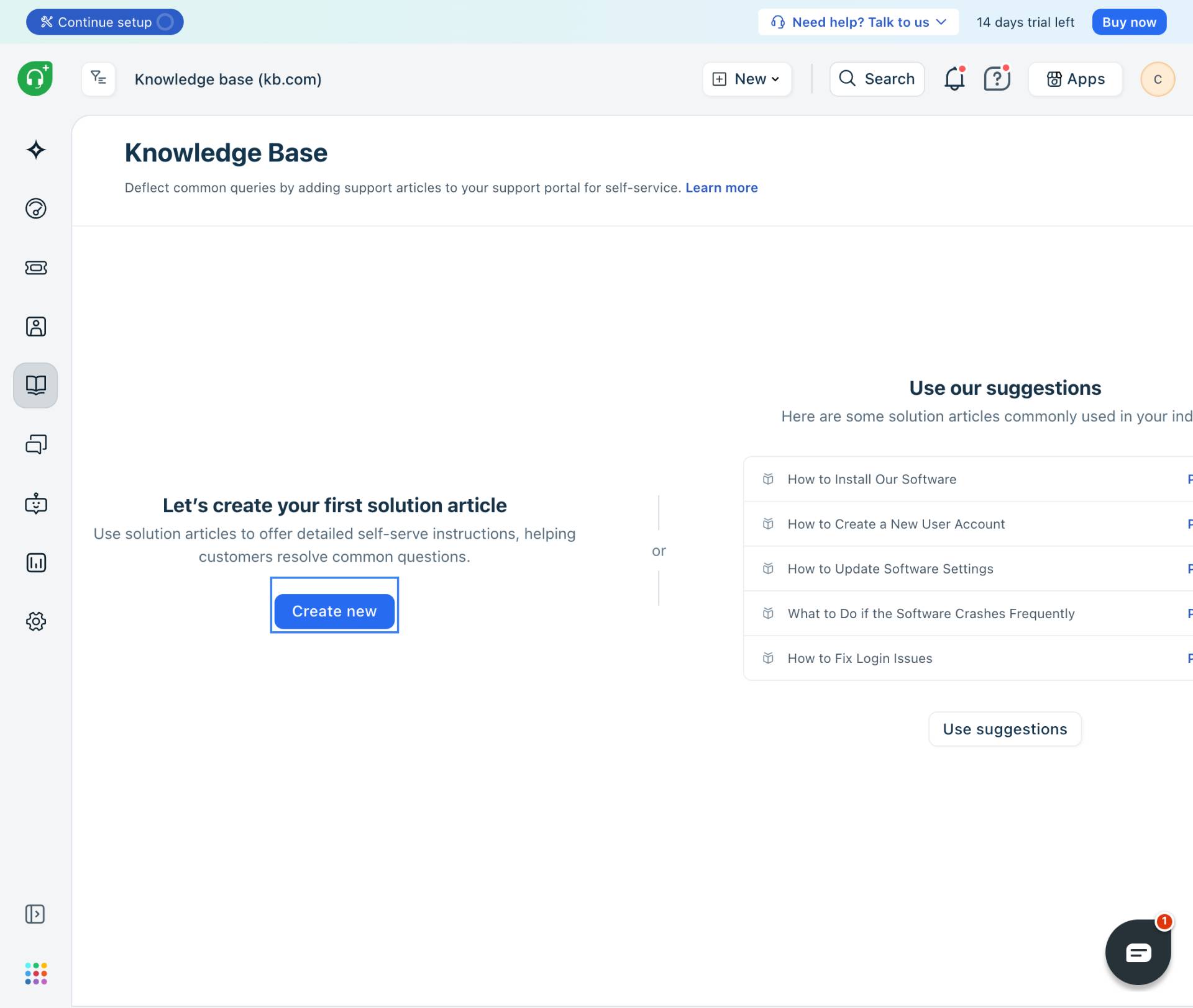 Create a new solution article
