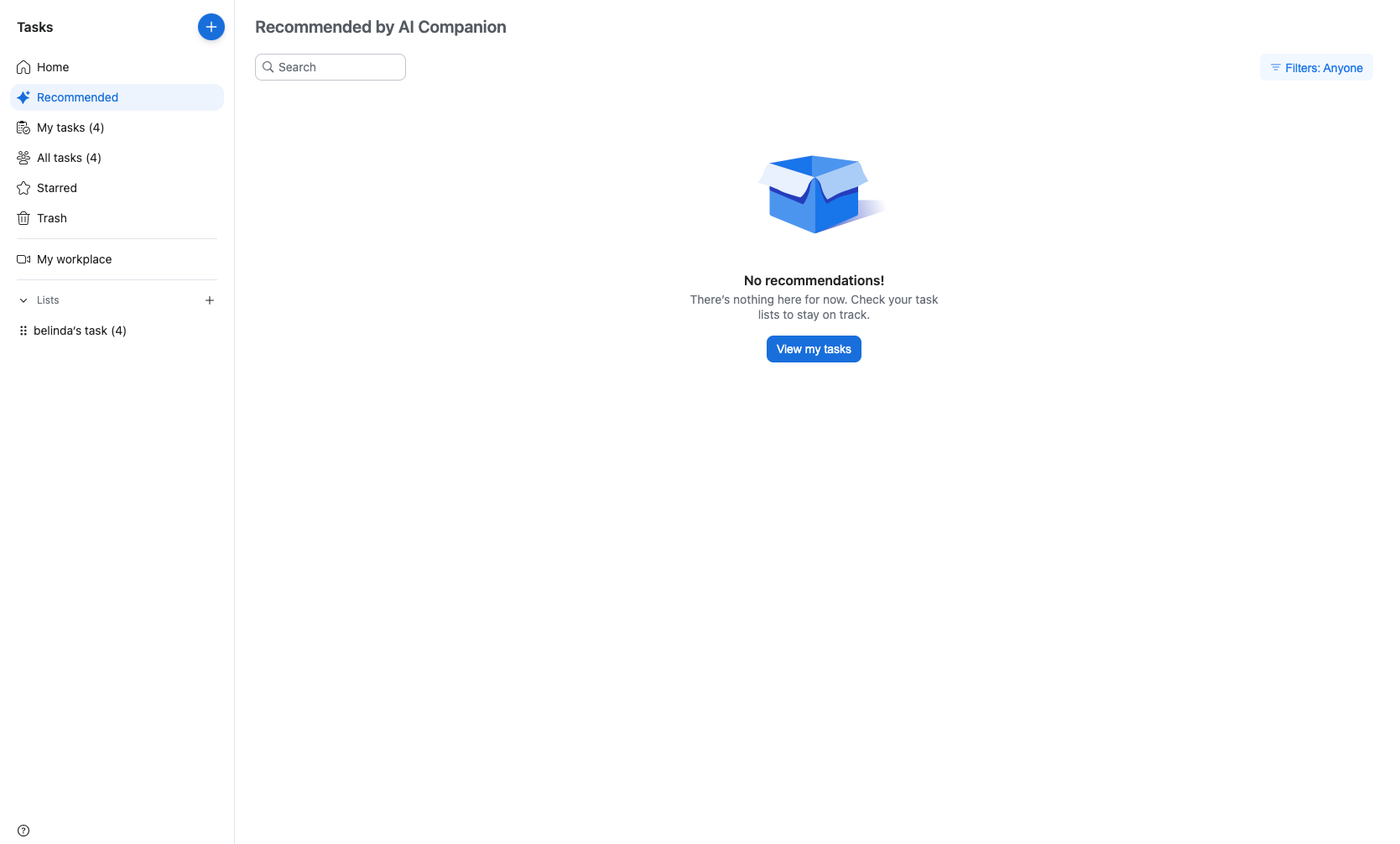 View AI-recommended tasks
