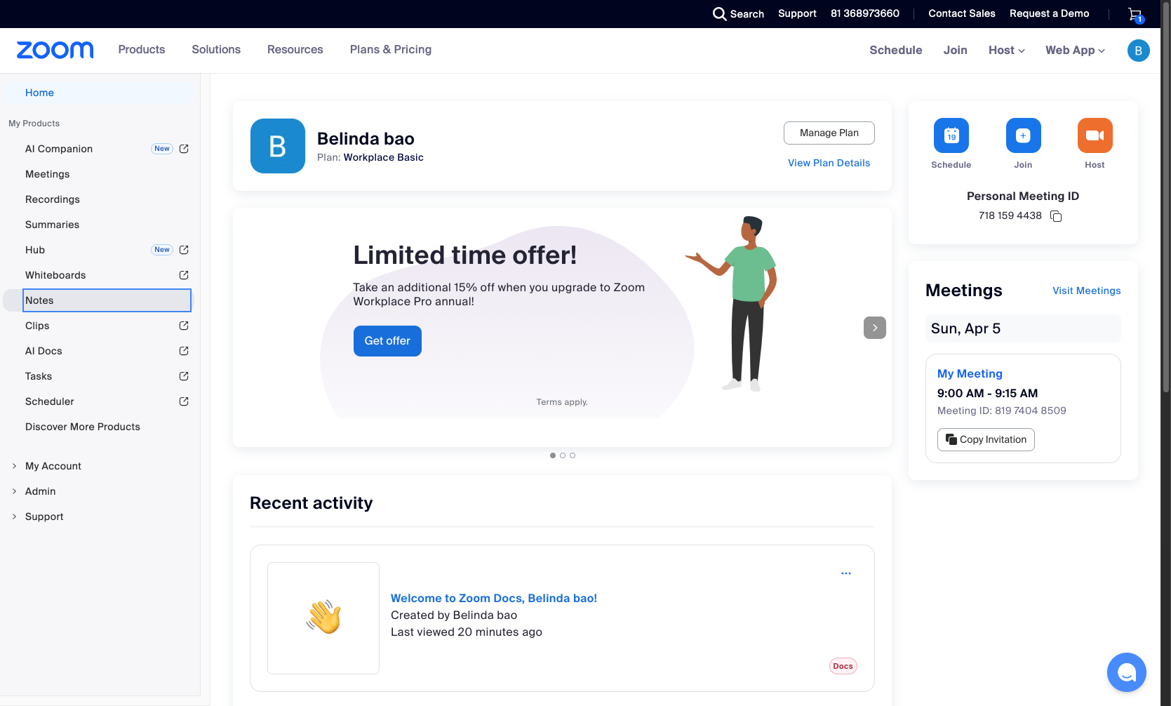 Navigate to Zoom web portal