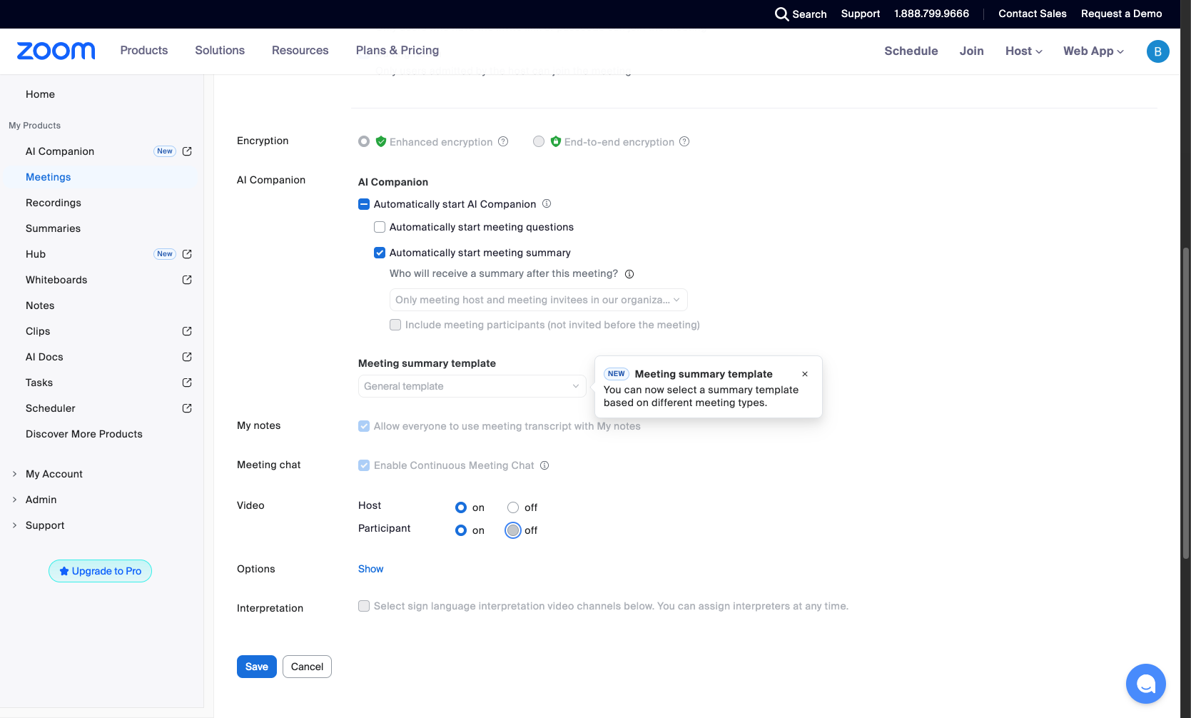 Adjust meeting options