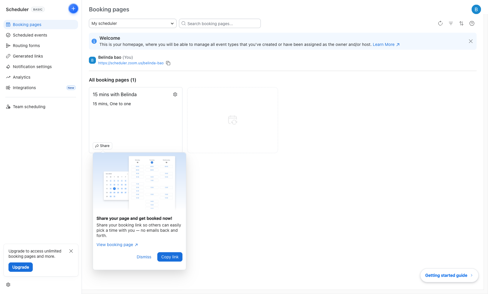 Create a new booking page