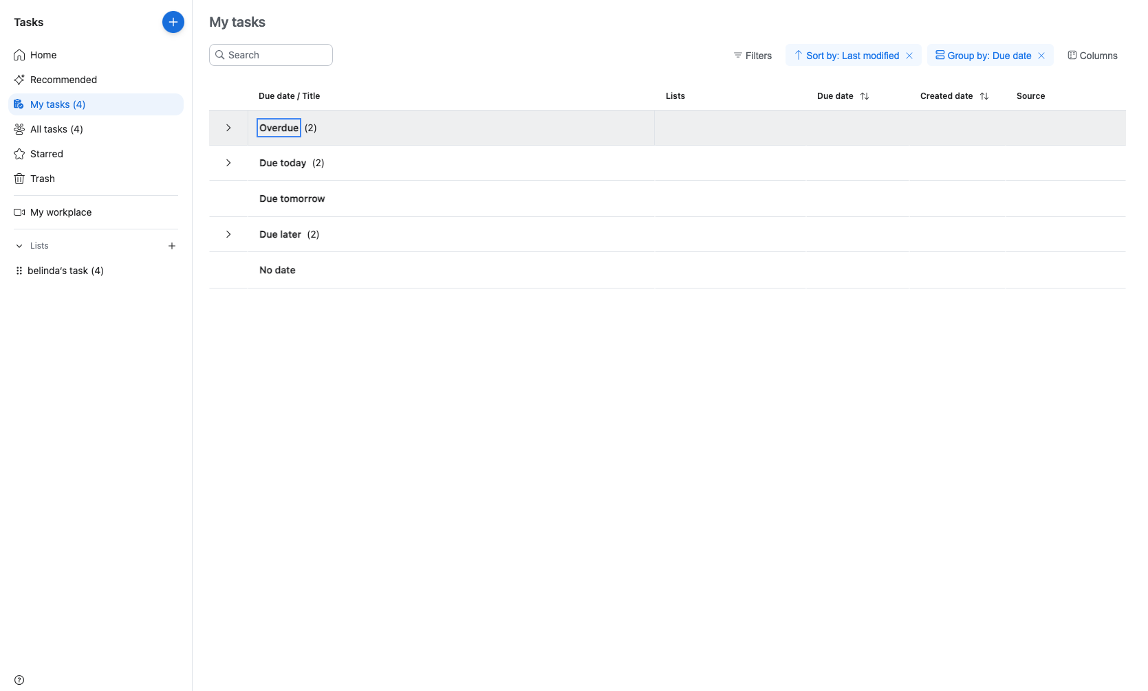 Access My Tasks view