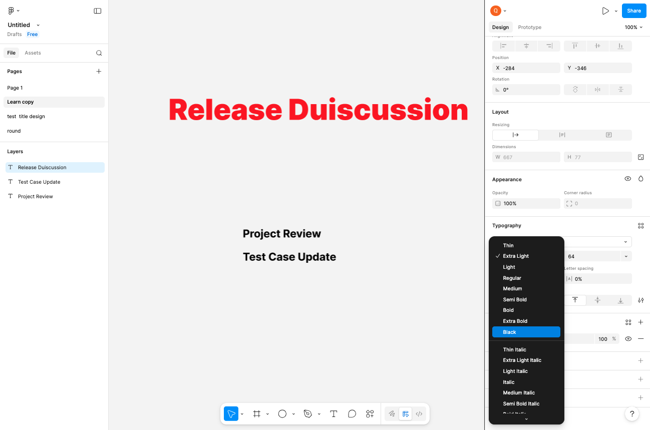 Open Font Weight Dropdown