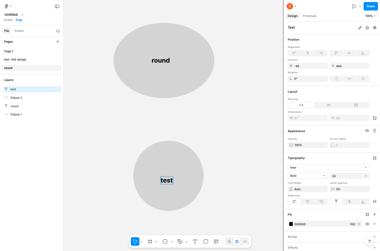 View design elements on the canvas