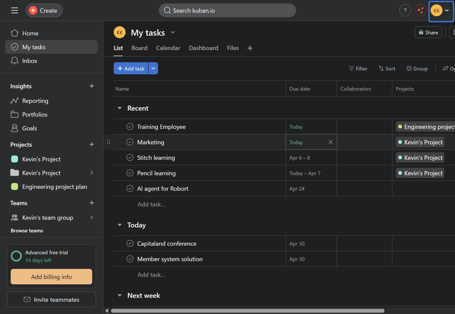 Navigate to app.asana.com