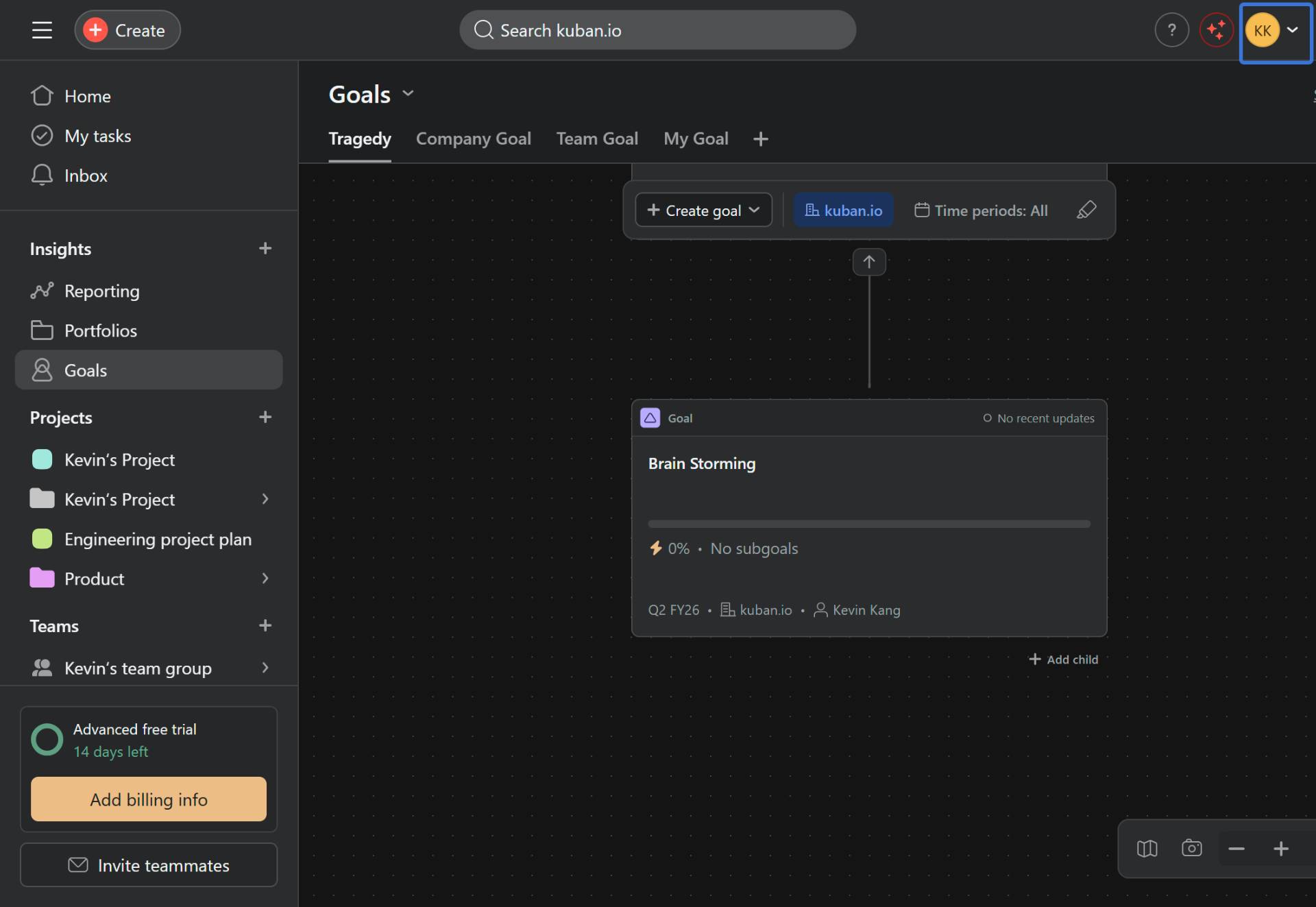 Switch to Company Goal view