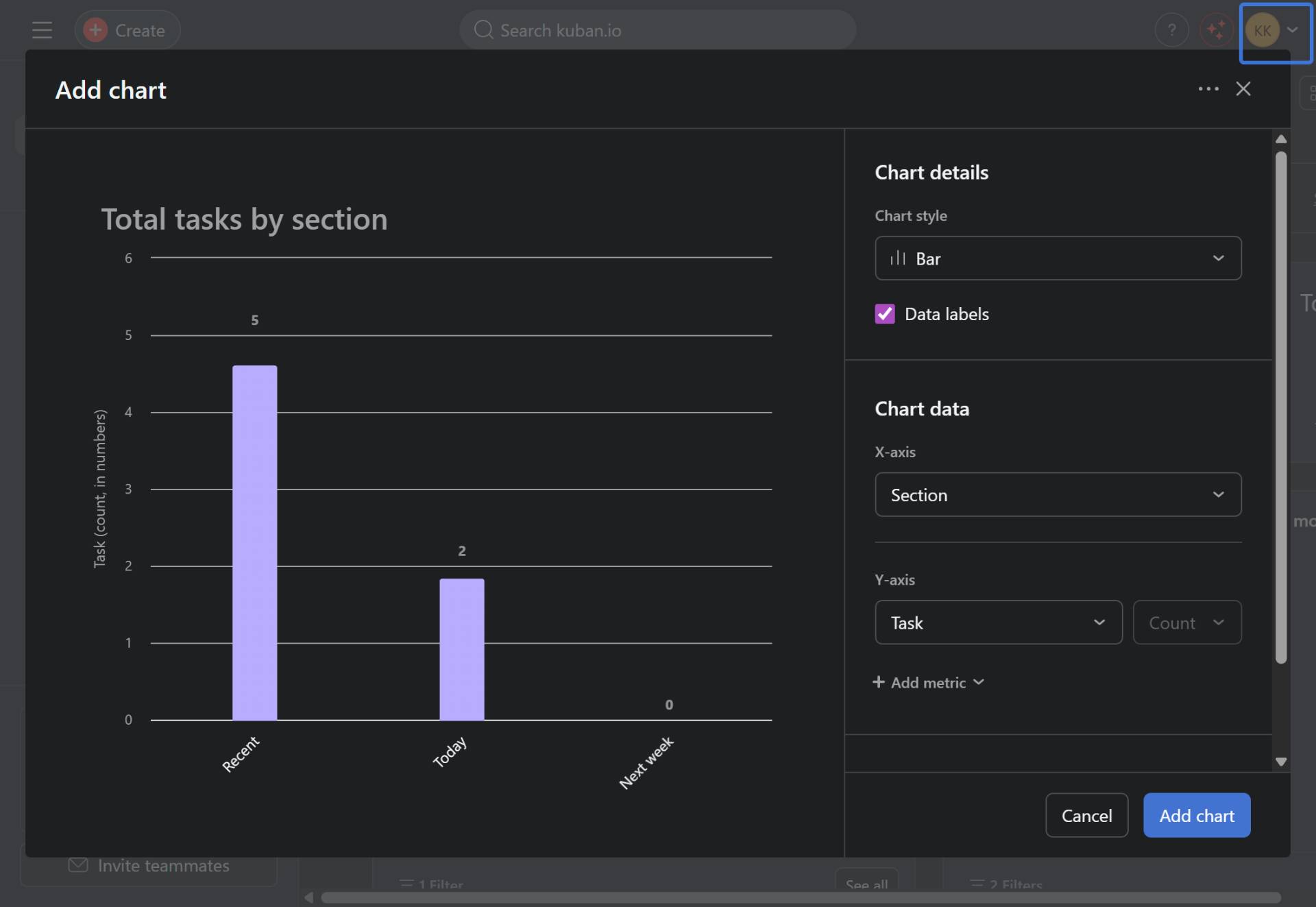Configure chart settings