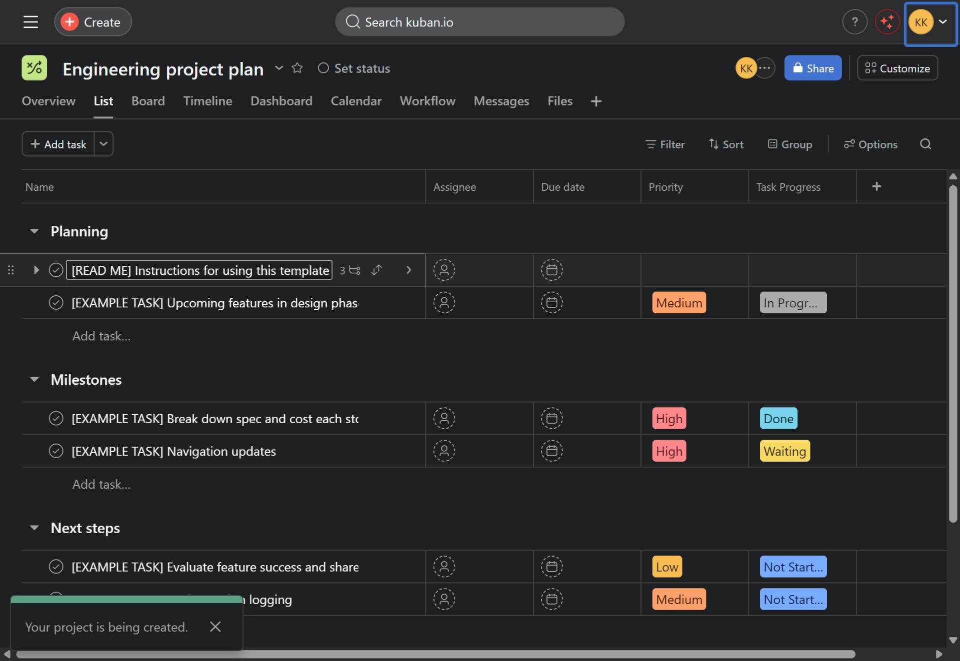 Add a new task