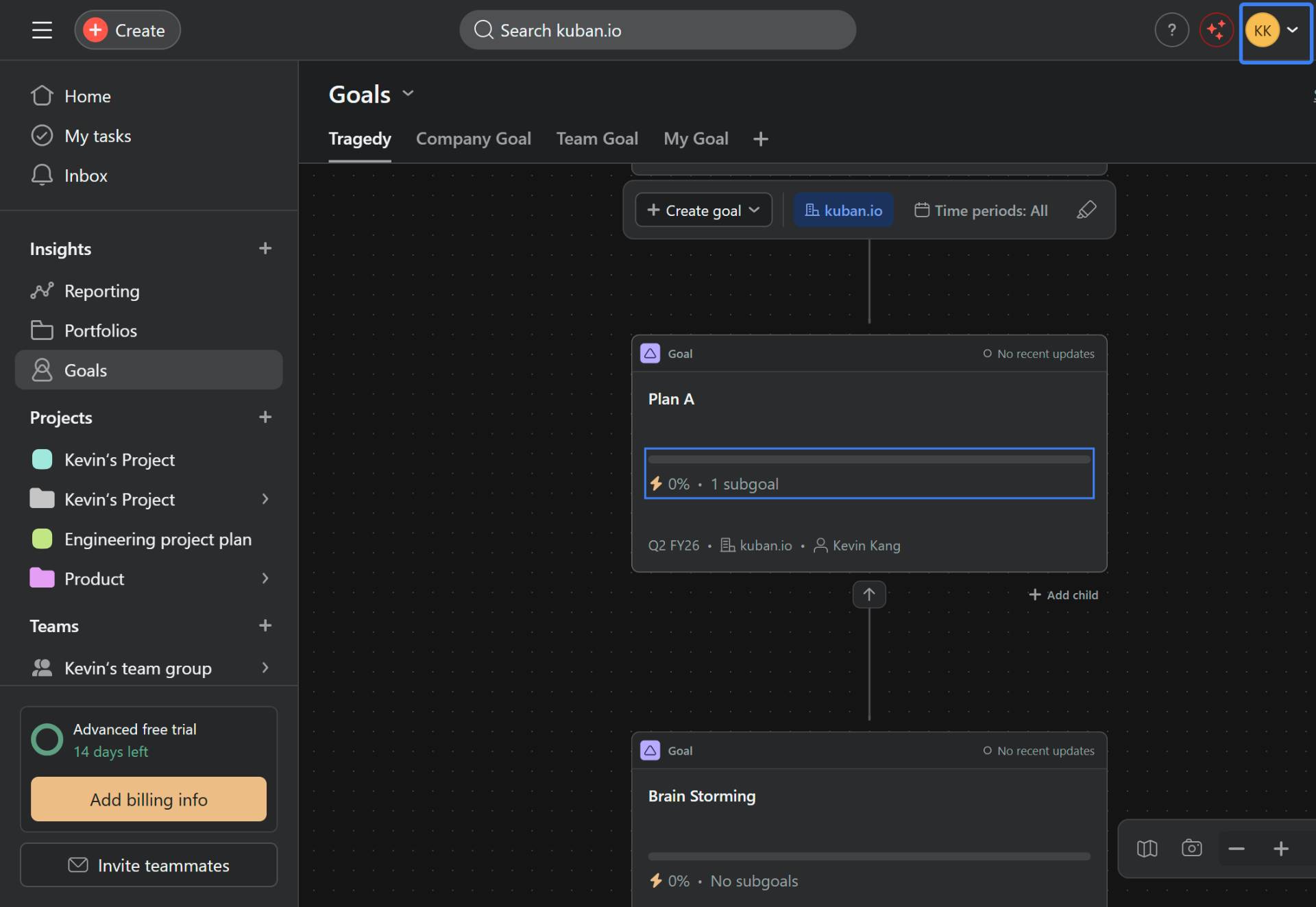 Select a goal to edit