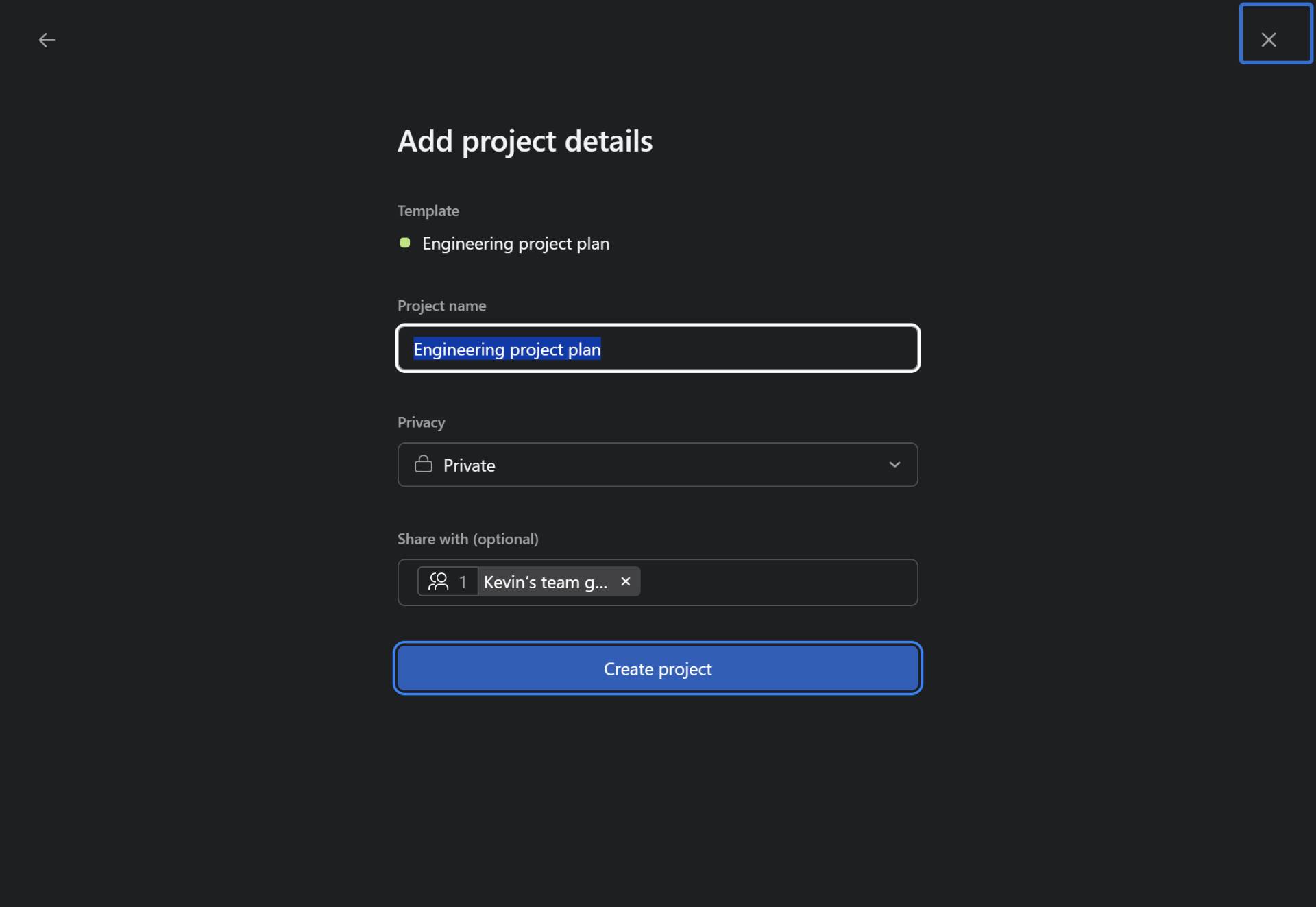 Create the project