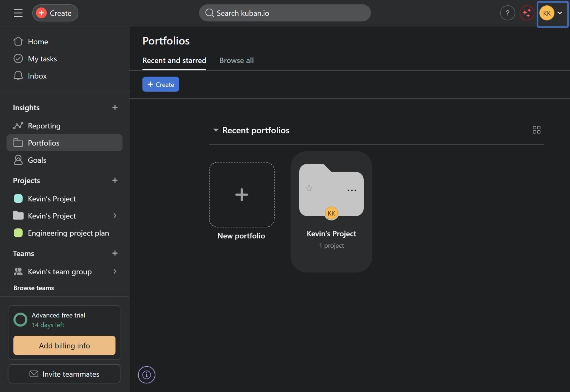Create a new portfolio