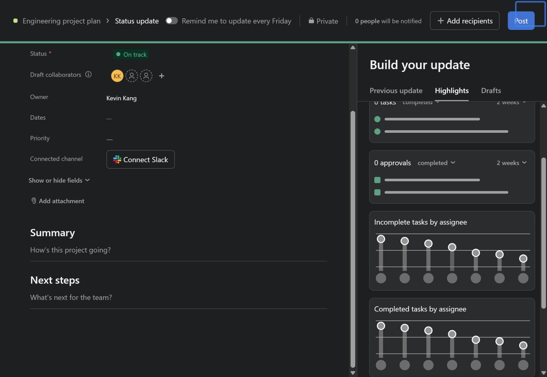 Edit the status report details
