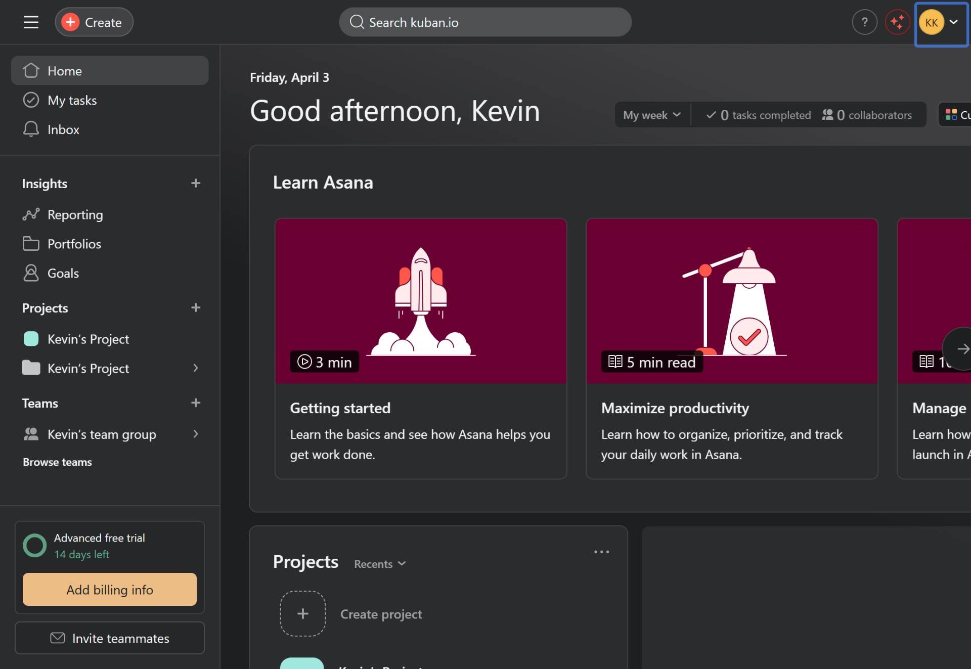 Navigate to Asana