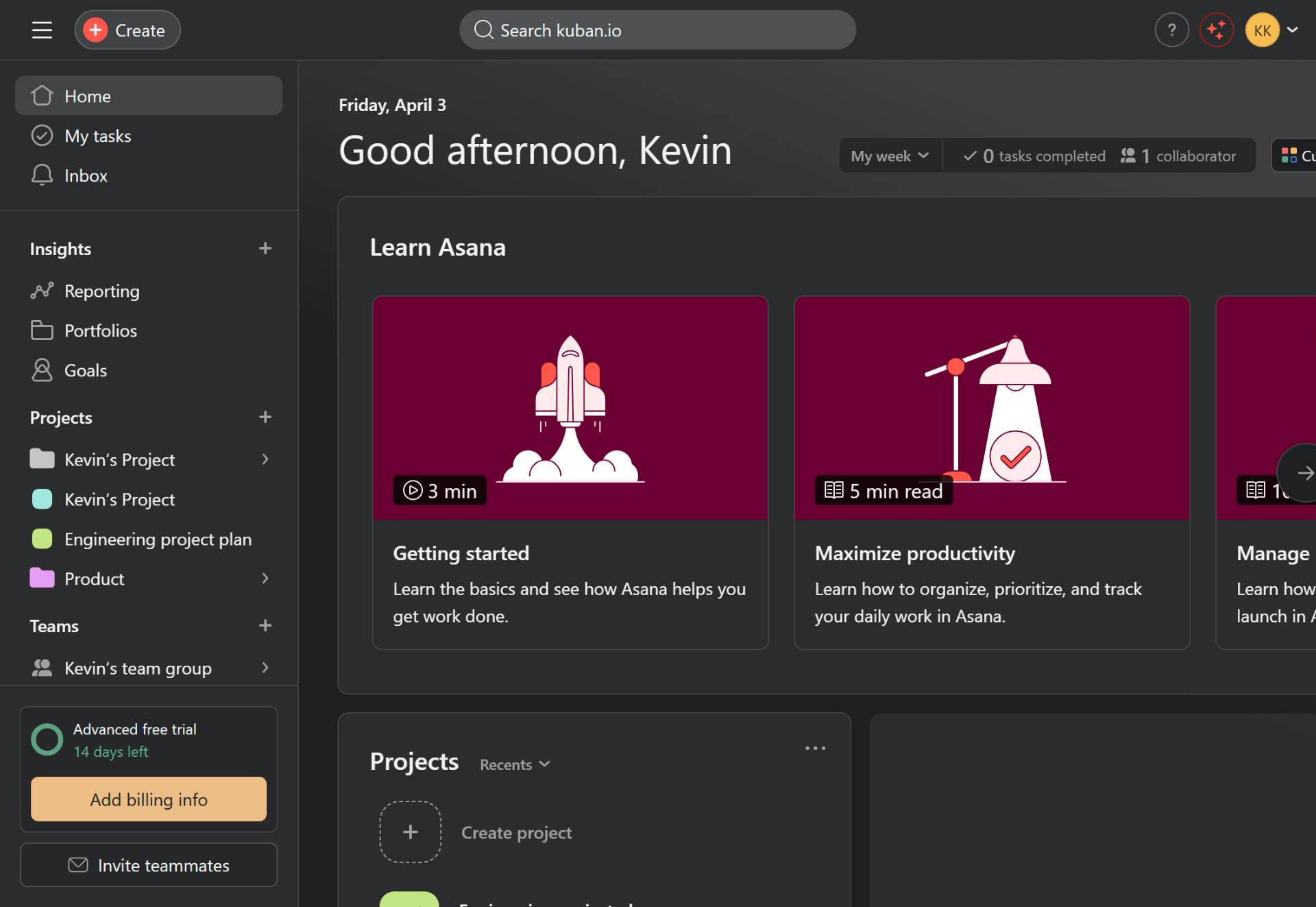 Navigate to app.asana.com