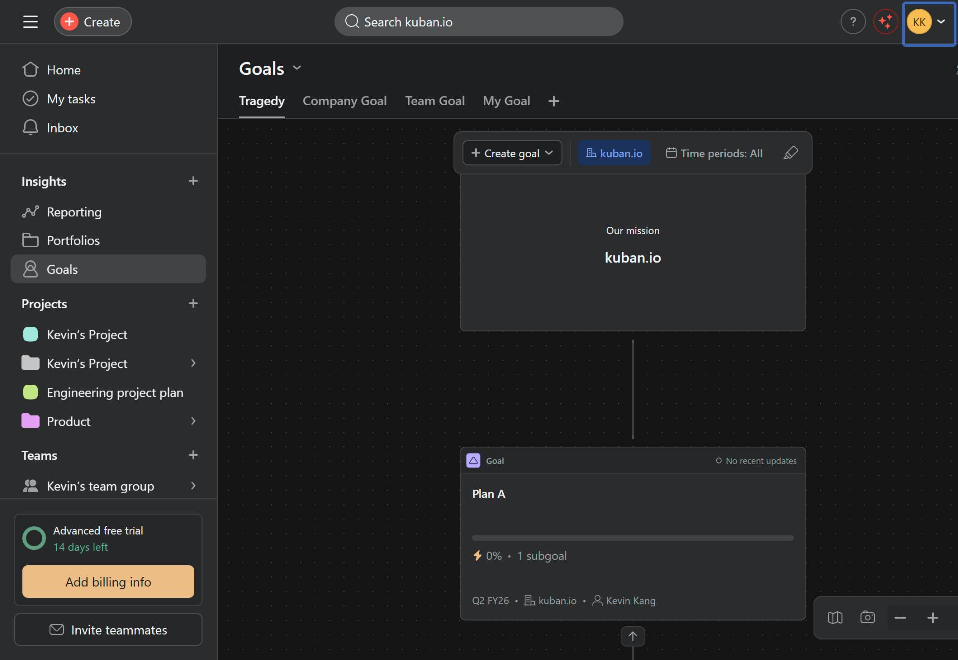 Navigate to Asana Goals