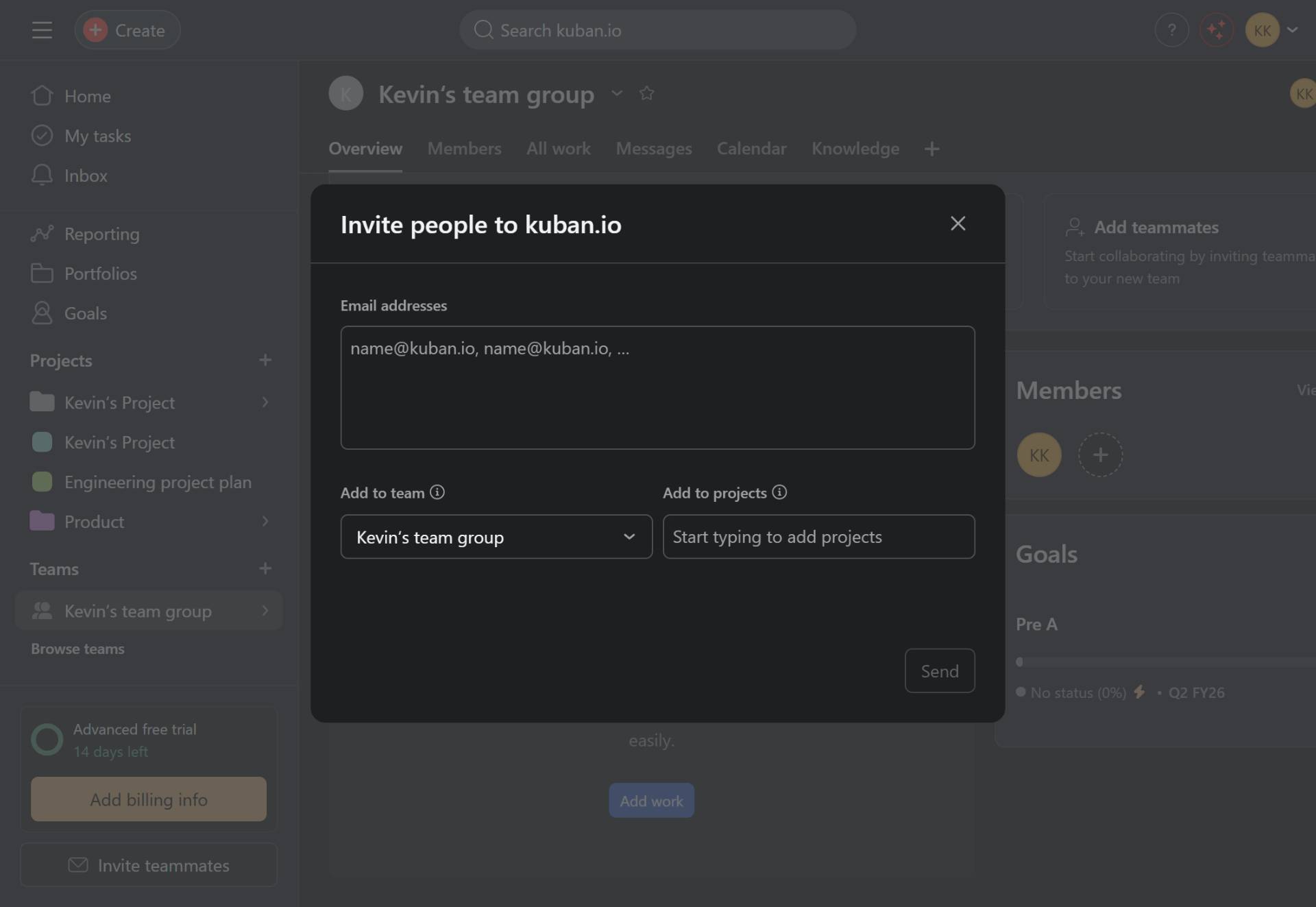 Open the invitation dialog